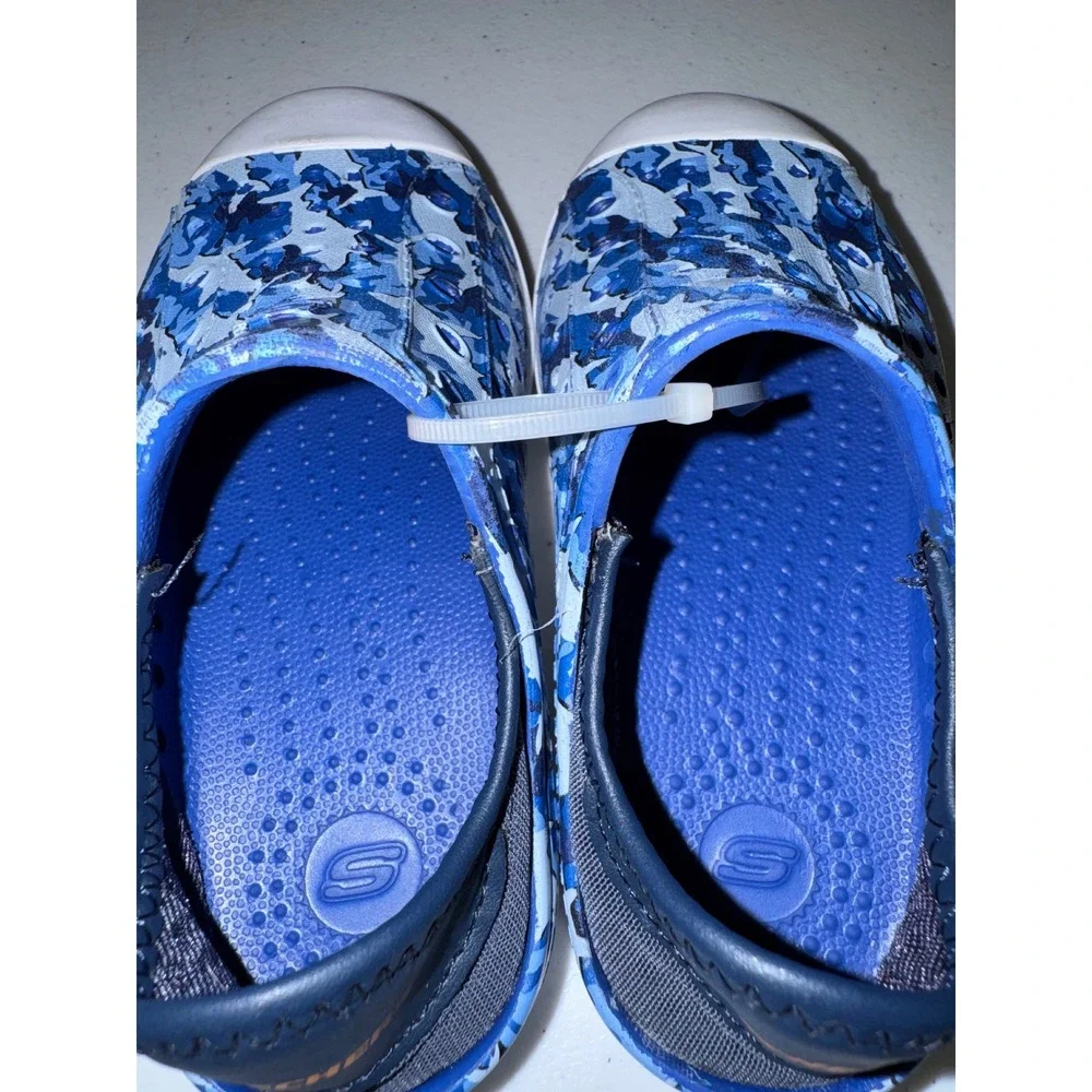 Skechers Foamies Boys Blue Shark Camo Slip‎ On Water Shoes Sneakers Size 10